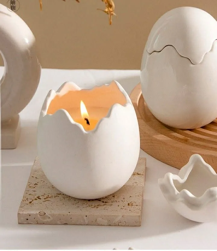 Cracked Egg Ceramic Candle